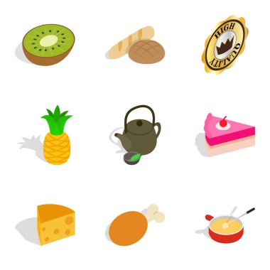 Meyve ağacı simgeleri ayarlandı, izometrik biçim