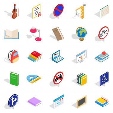 Sınav Hazırlık Icons set, izometrik stili