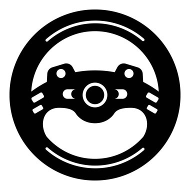 Direksiyon simidi simgesi, basit siyah stil