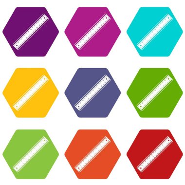 Renk altı yüzlü cetvel Icon set