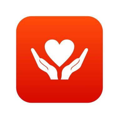 Kalp holding eller simgesini dijital kırmızı