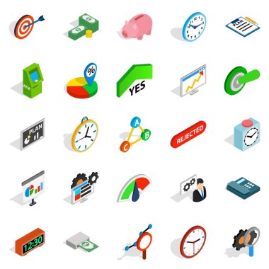 Para Satım Icons set, izometrik stili