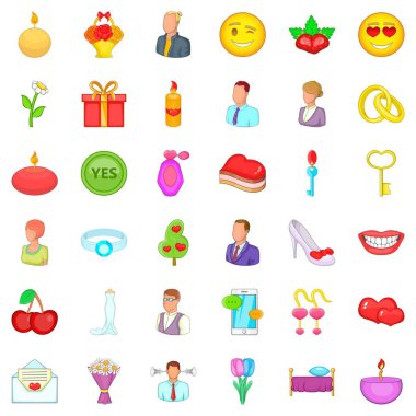 Romantik Tarih Icons set, karikatür tarzı