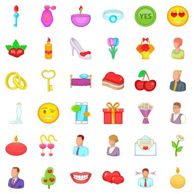 Sevdalı Icons set, karikatür tarzı