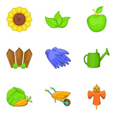 Tahıl kırpma Icons set, karikatür tarzı