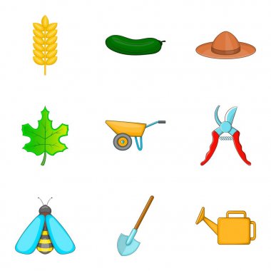 Bahçe iş Icons set, karikatür tarzı