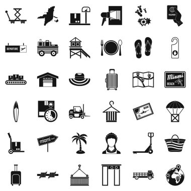 İletim Icons set, basit tarzı