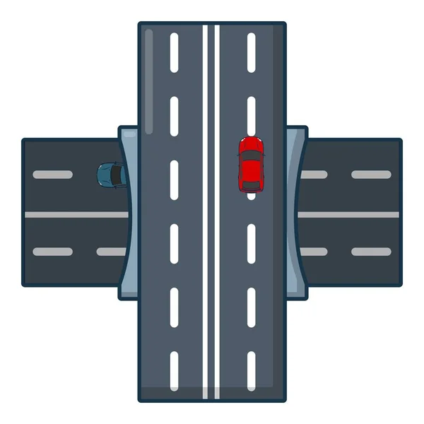 Puente sobre el icono de la carretera, estilo de dibujos animados . — Vector de stock