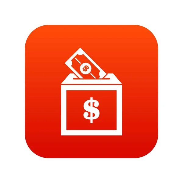 Ícone da caixa de doação vermelho digital — Vetor de Stock