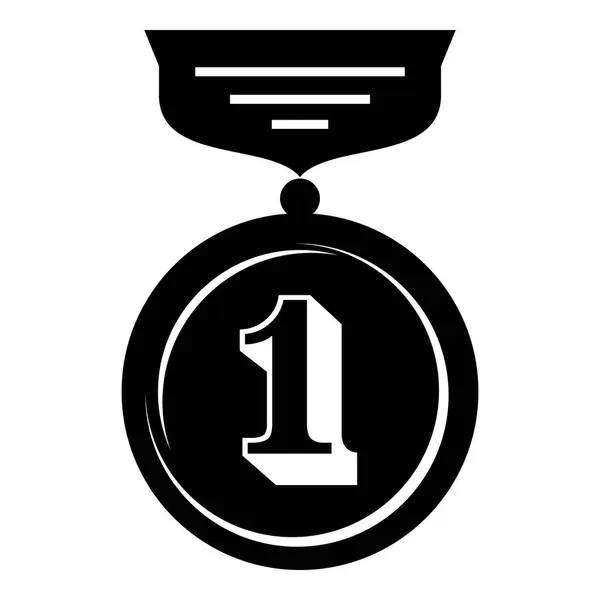 Medaille pictogram, eenvoudige zwarte stijl — Stockvector