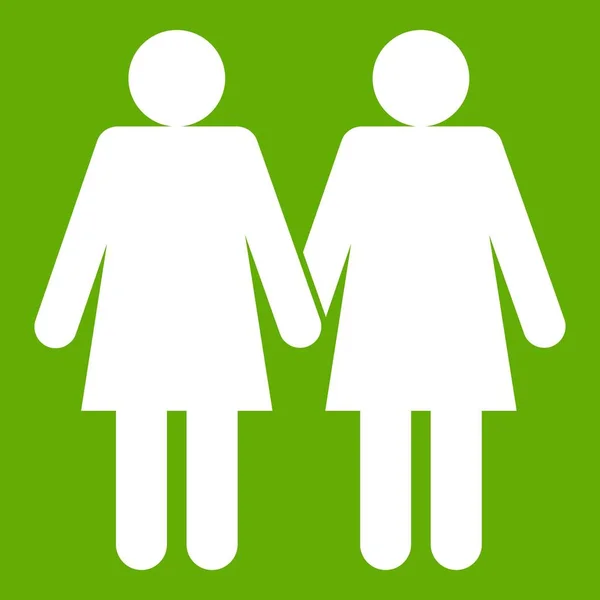 两个女同性恋者图标绿色 — 图库矢量图片