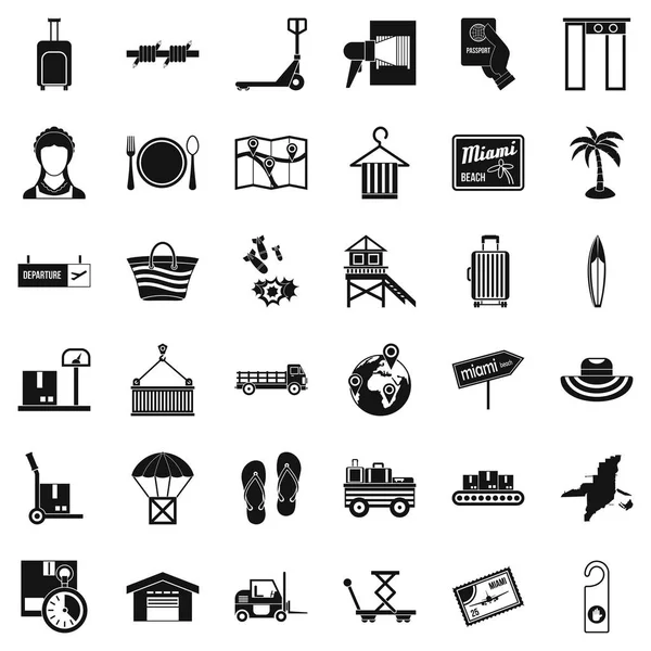 Set di icone per bagagli, stile semplice — Vettoriale Stock