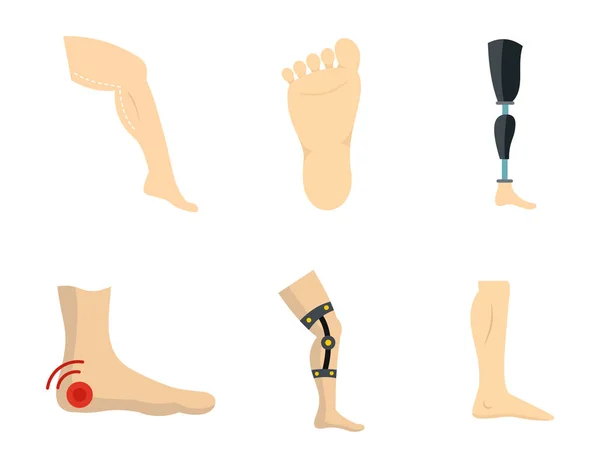 Set di icone del piede, in stile piatto — Vettoriale Stock
