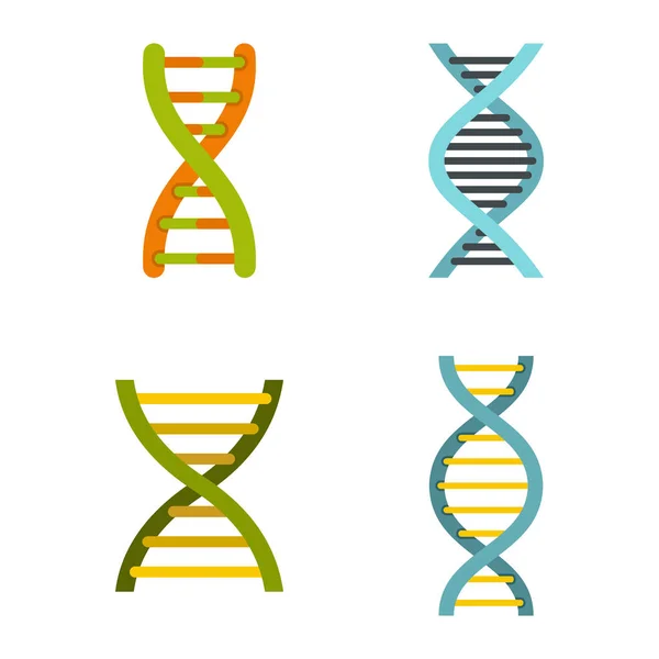 DNA simge seti, düz stil — Stok Vektör