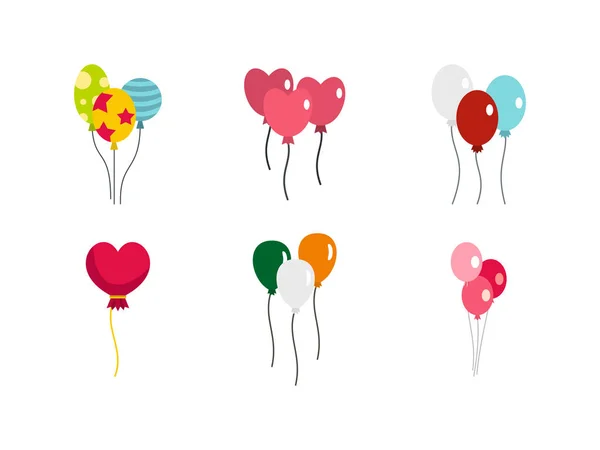 Set de iconos de balones, estilo plano — Vector de stock