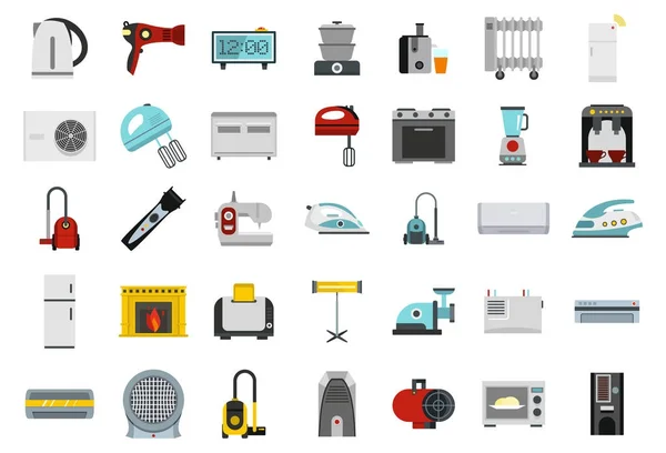 Conjunto de iconos electrodomésticos, estilo plano — Vector de stock