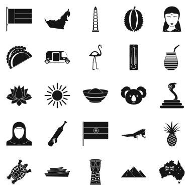 Egzotik hayvan Icons set, basit tarzı