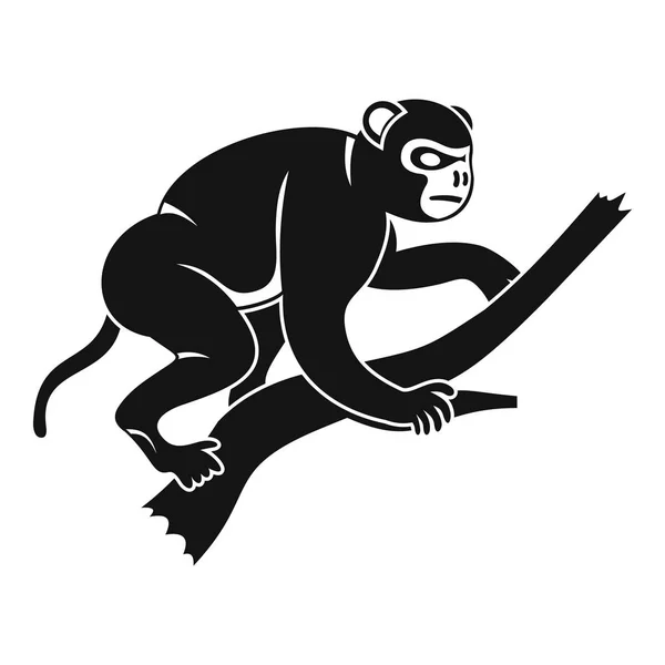 Małpa jest wspinania się na drzewa ikonę, prosty styl — Wektor stockowy
