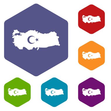 Ulusal bayrak simgeleri simgeleri ile Türkiye Haritası