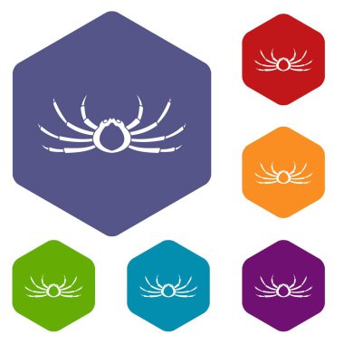 Altıgen Japon örümcek yengeci Icons set