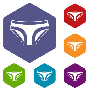 Altıgen kadın iç çamaşırı Icons set