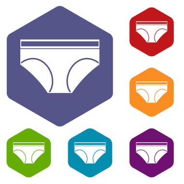 Altıgen kadın iç çamaşırı külot Icons set