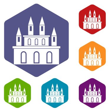 Altıgen Ortaçağ Kalesi Icons set