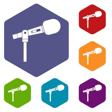 Altıgen mikrofon Icons set