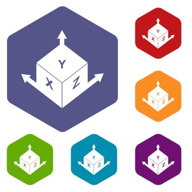 Altıgen ölçü küp kare Icons set