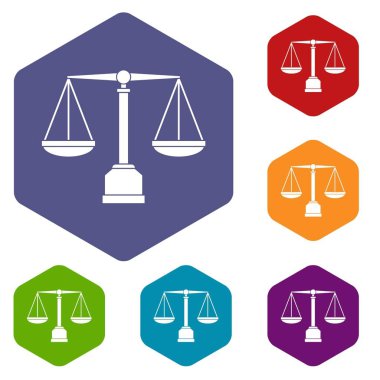 Adalet ölçeği simgelerinin altıgen ayarla