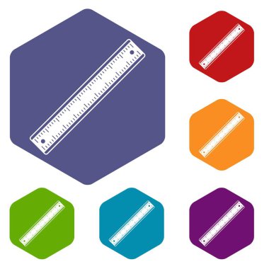 Altıgen cetvel Icons set