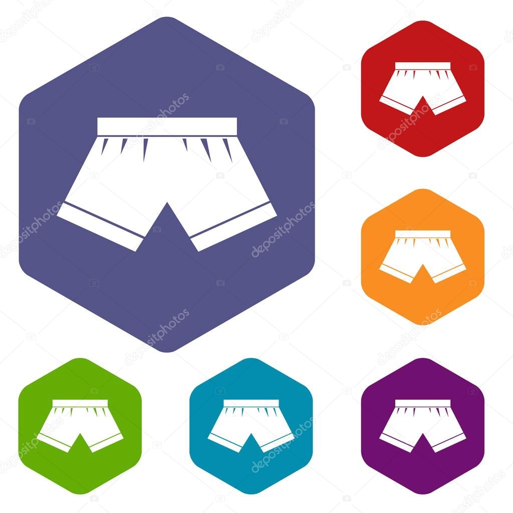 Male underwear icons set hexagon