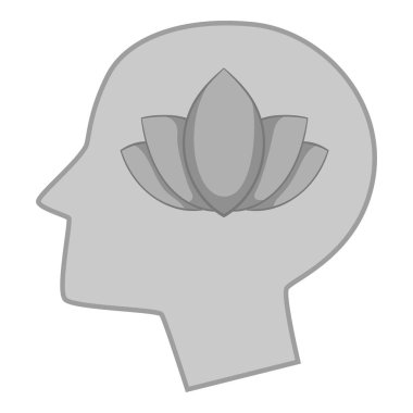 Kafa siluet simge siyah beyaz içinde lotus ile