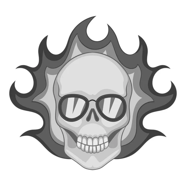 Brinnande skalle ikonen svartvitt — Stock vektor
