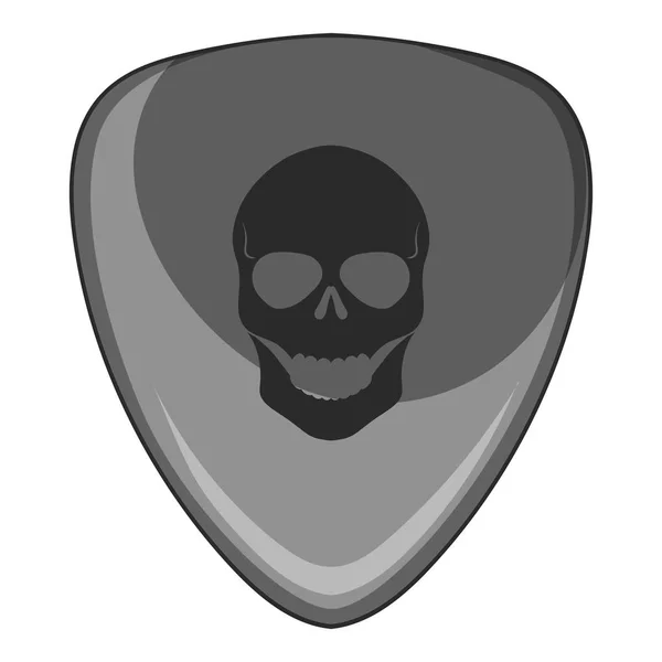 Guitar pick with a skul icon monochrome — Stock Vector