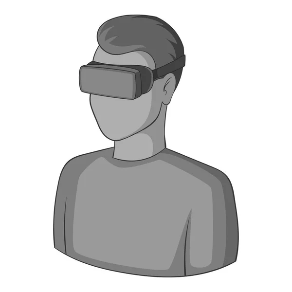 Homme avec lunettes de réalité virtuelle icône monochrome — Image vectorielle