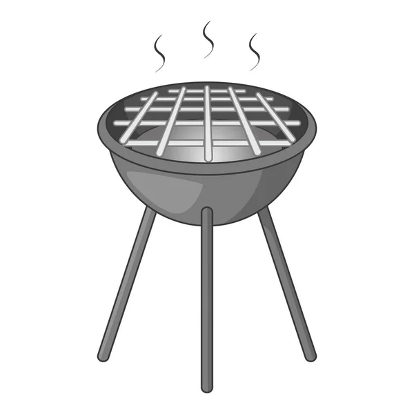 BBQ grill with fire icon monochrome — Stock Vector