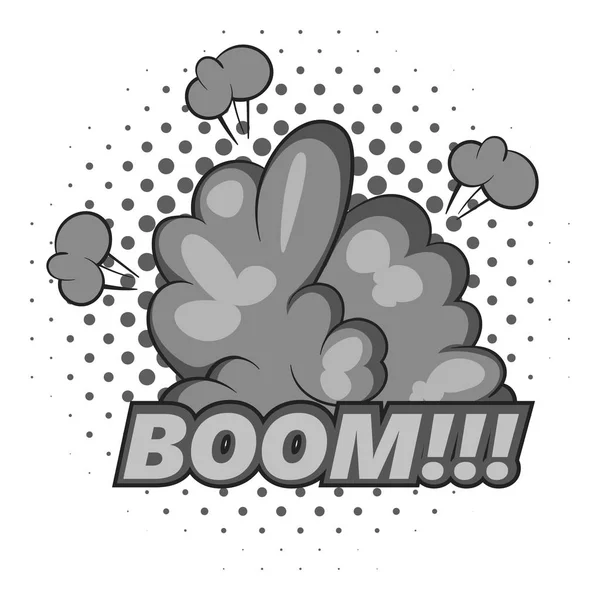 Boom, comic book explosion icon monocrom — Vector de stoc