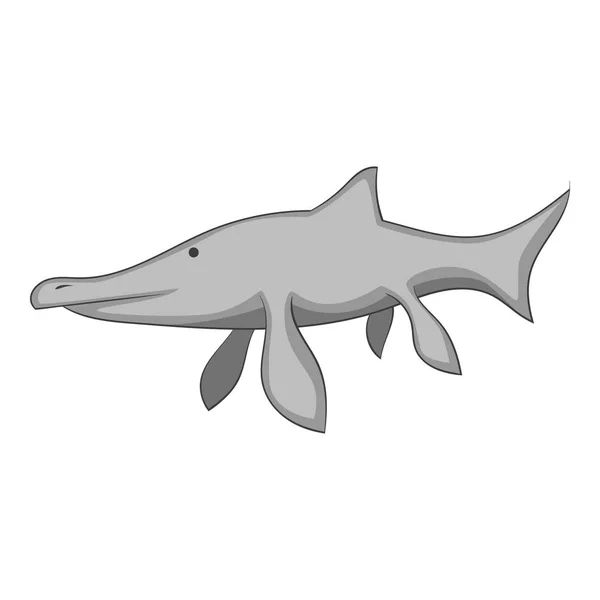 Ichthyosaur 아이콘 흑백 — 스톡 벡터