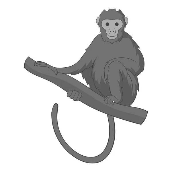 Mono sentado en un icono de rama monocromo — Vector de stock