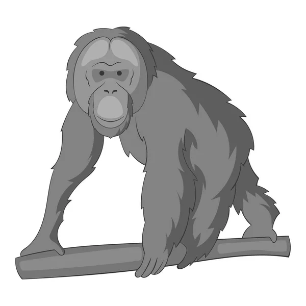 Orang-oetan pictogram zwart-wit — Stockvector