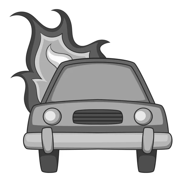 Burning car icon monochrome — Stock Vector