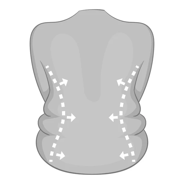 Těla straně chirurgie korekce ikonu černobílá — Stockový vektor