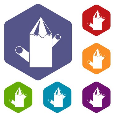 Altıgen ahşap güdük Icons set