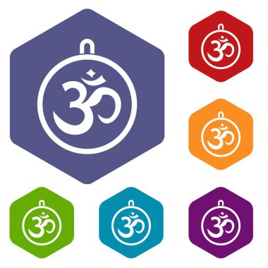 Altıgen Indian sikke Icons set