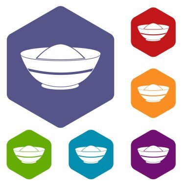 Altıgen Hint baharatlı Icons set