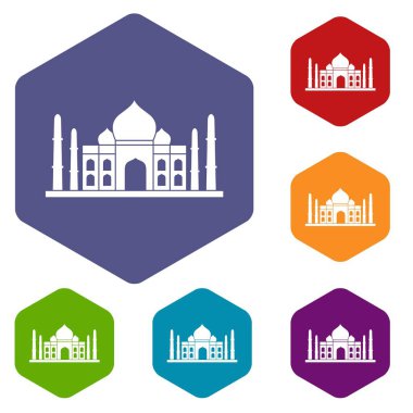 Altıgen Taj mahal Icons set