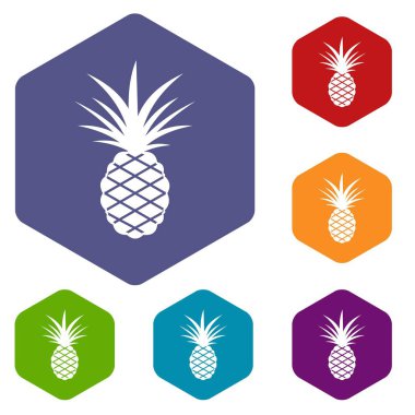Altıgen ananas Icons set