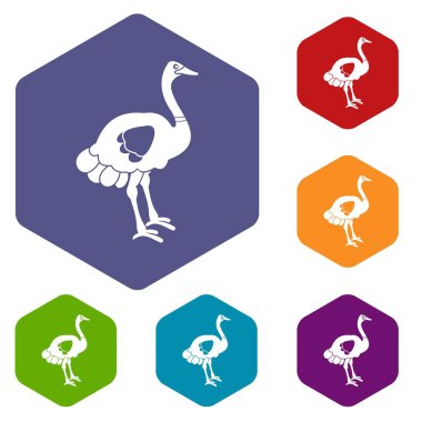 Altıgen devekuşu Icons set