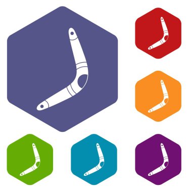 Altıgen bumerang Icons set